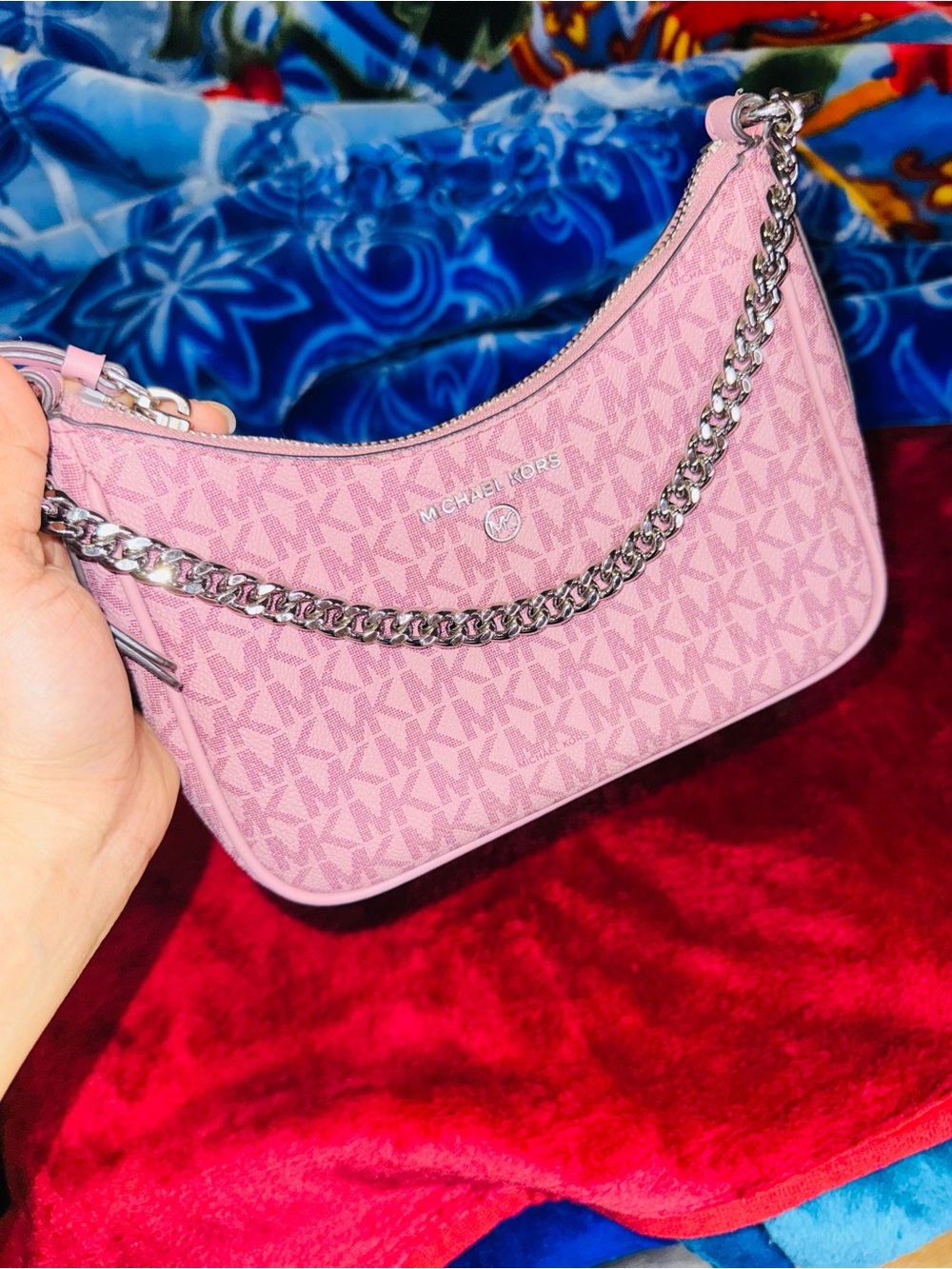 Michael Kors Pink Signature Chain-Handle Shoulder Bag
